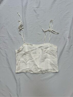 aerie White Tie-Shoulder Cropped Cami
